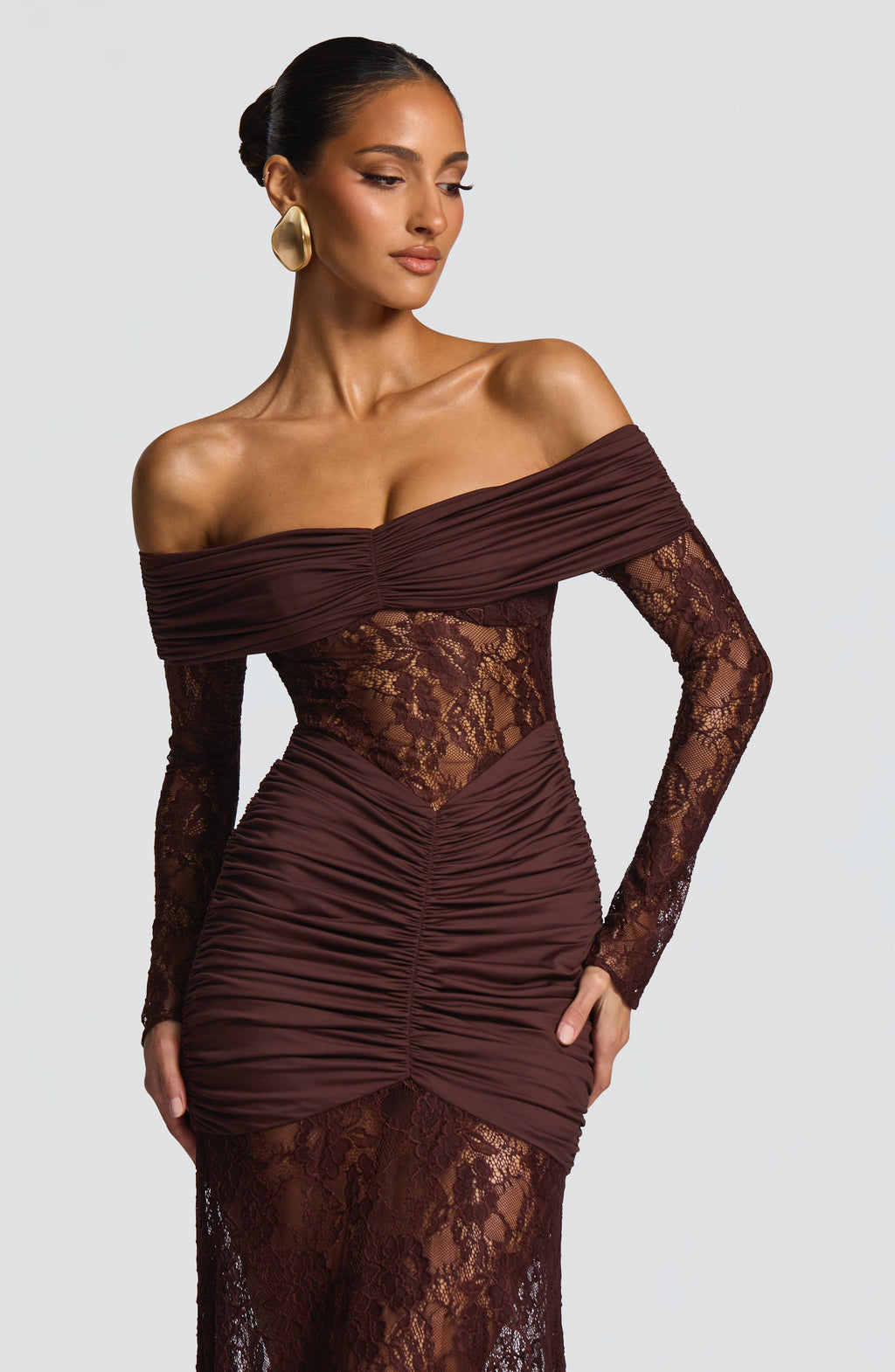 Ariadna™ | Vestido premium de encaje y frunces